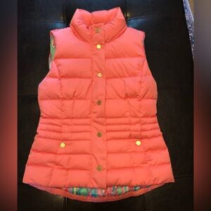 Lilly Pulitzer Lauren Down Puffer Vest Salmon Pink Sz S EUC!